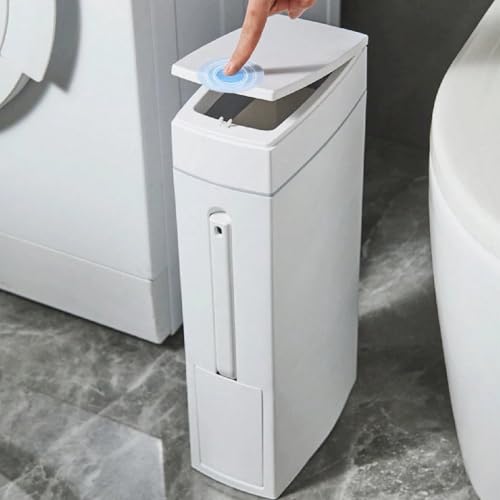 Déchets étroits pour la cuisine poubelle blanche géométrique
