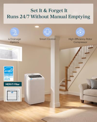 Levoit Dehumidifier for Basement & Home, DOE 25 Pint/Day (Max 84 Pint/Day) | 2025 Most Efficient Energy Star Certified, Drain Hose for Flexible Drainage, Wi-Fi Smart Control, Removable Pump, MERV Filter - image 2