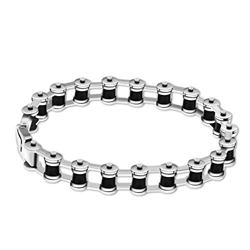 Uloveido Mens Bikers Punk Bracelet, Stainless Steel, Motorcycle Bike Chain Bracelets, (Y674-2-Black/white)