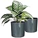 SUSTANIA Blumentopf 2er Set, Durchmesser 15cm- Moderne Runde Pflanzgefäße in Anthrazit - Übertopf für Zimmerpflanzen - Made in EU - Hochglanz Finish für Innen
