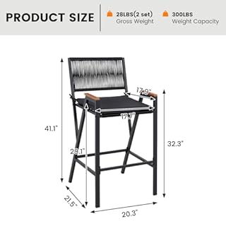 Sundale Outdoor Metal Bar Table and Chairs Set, 3 Pieces Outdoor Patio Bar Set, All Weather Outdoor Furniture for Outside, Poolside, Backyard, Garden (5, Black)