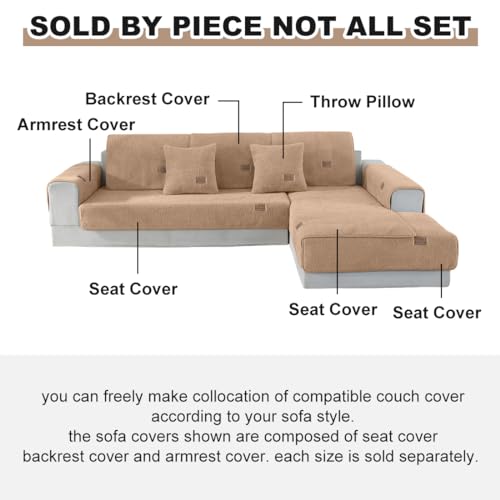 vctops Sherpa Fleece Sofa Couch Covers Super Soft Warm Plush Sectional Couch Cover Luxury Fuzzy Furry Non Slip Sofa Slipcover Furniture Protector (Coffee,28\"x28\")