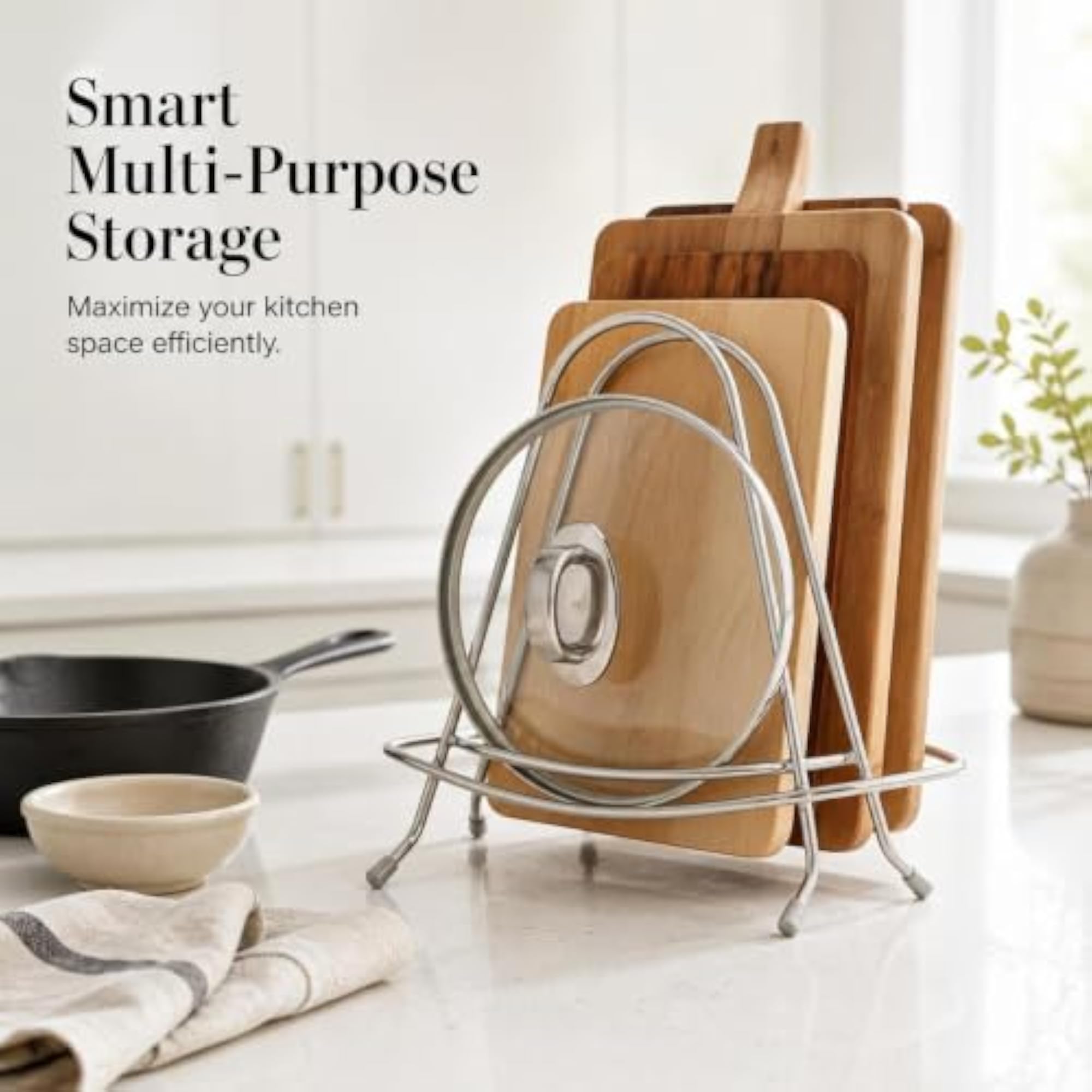 Stainless Steel Pot Lid & Cutting Board Holder