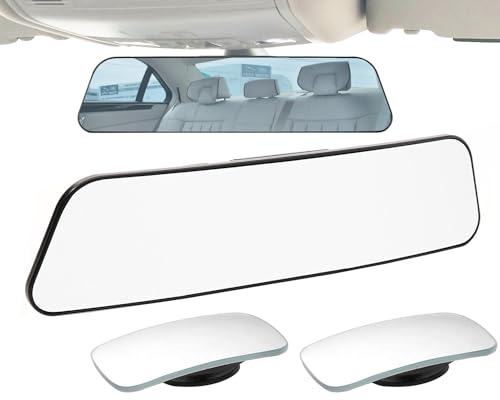 Image of Rear View Mirror, Universal Rearview Mirror, Car Interior Clip-On Wide Angle Rear View Mirror to Reduce Blind Spot Effectively for Car SUV Trucks - Convex - Clear (2 Pack Blind Spot Mirror)