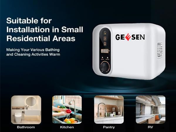 Miniatura 4 de Calentador eléctrico de agua caliente de 120240 V, pequeño tanque compacto, para caravana, remolque de 3.5 galones, 1.5 KW, cocina instantánea