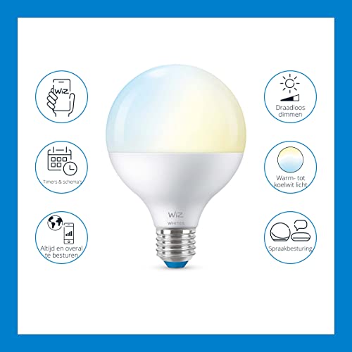 WiZ Smart Bulb, E27 Globe LED Bulb, 75W Cool to Warm White, Smart Dimming LED, Connected WiFi Works with Alexa, Google Assistant & HomeKit, App Control for Livingroom, Bedroom, Energy Monitoring - Image 3