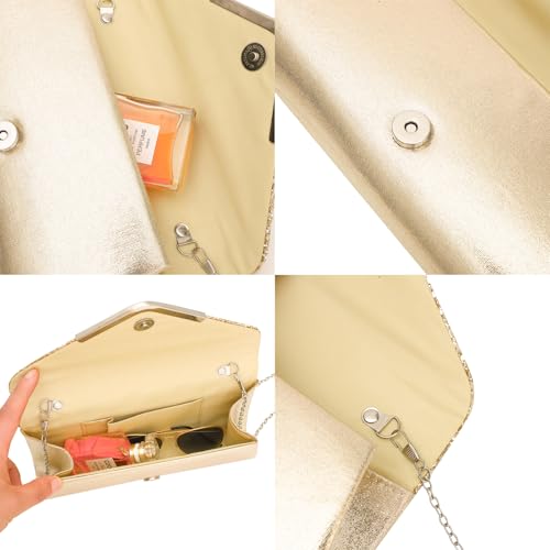 NEWITIN 9 Pieces Purse Rhinestone Jewelry Set for Women Prom Jewels Crystal Clutch Purse Necklaces Rings Bracelets Earrings Gold Jewelry Set for Women Bride3