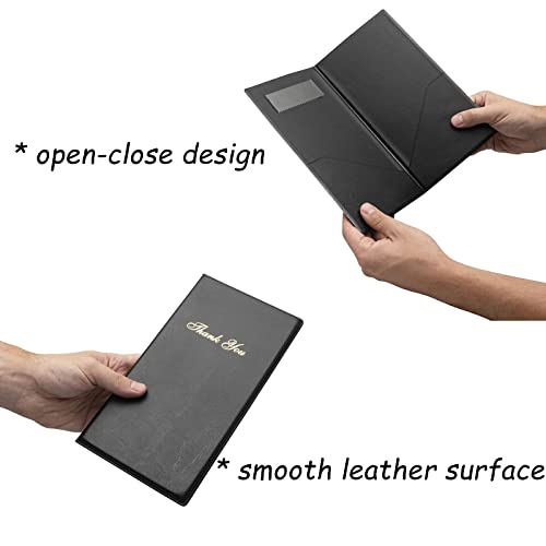 Lyellfe 12 Pack Restaurant Check Presenters, Guest Check Card Holder, PVC Leather Check Presenters for Servers, Black with Gold Thank You Imprint, Ideal for Restaurants, Cafe Bar Eatery
