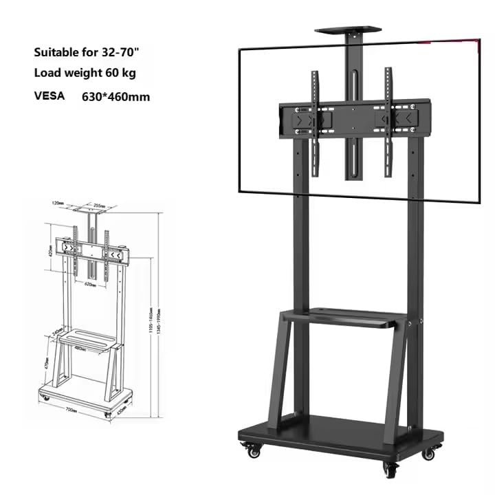 Image of AUDIOVAN TV Stand with Wheels for TV Display Rolling Metal TV Cart Trolley Mobile Movable TV Bracket (AVT-110PR)