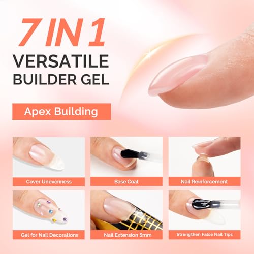 Image of MelodySusie 2PCS 15ML Clear Builder Nail Base Gel for Nails Thickening,Soak Off UV Extension Gel,Rhinestone Nail Glue in a Bottle for Nail Art Design Gift for Women