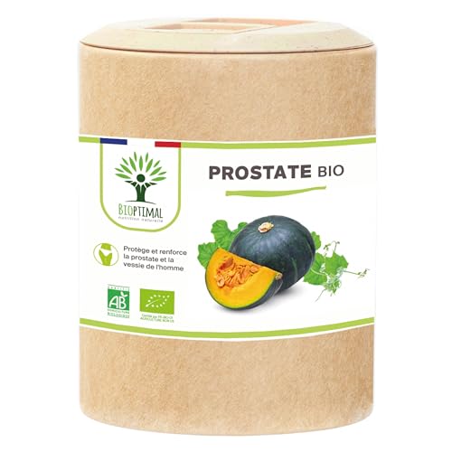Prostate Bio - Bioptimal - Complément alimentaire - Courge Ortie Boldo - Protection & Confort Urinaire Homme - Troubles Miction & Hypertrophie - Fabriqué en France - Certifié par Ecocert - 200 gélules