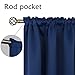 BGment Rod Pocket Valances for Kitchen- Thermal Insulated Room Darkening Tier Valance Curtain for Dinning Room, 42 x 18 Inch, 2 Panels, Navy Blue
