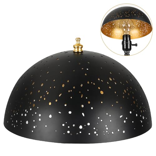 ALUCSET Clip On Lamp Shade, Metal Dome Shaped Light Bulb Cover Modern Lighting Decor, Small Lampshade for Ceiling Lights, Wall Mounted Lights - Black