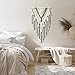 Dremisland Macrame Woven Wall Hanging Boho Geometric Woven Tapestry Beige & Grey Cotton Handmade Bohemian Art Decor with Tassel Craft Ornament for Bedroom Living Room Apartment Nursery (Grey)