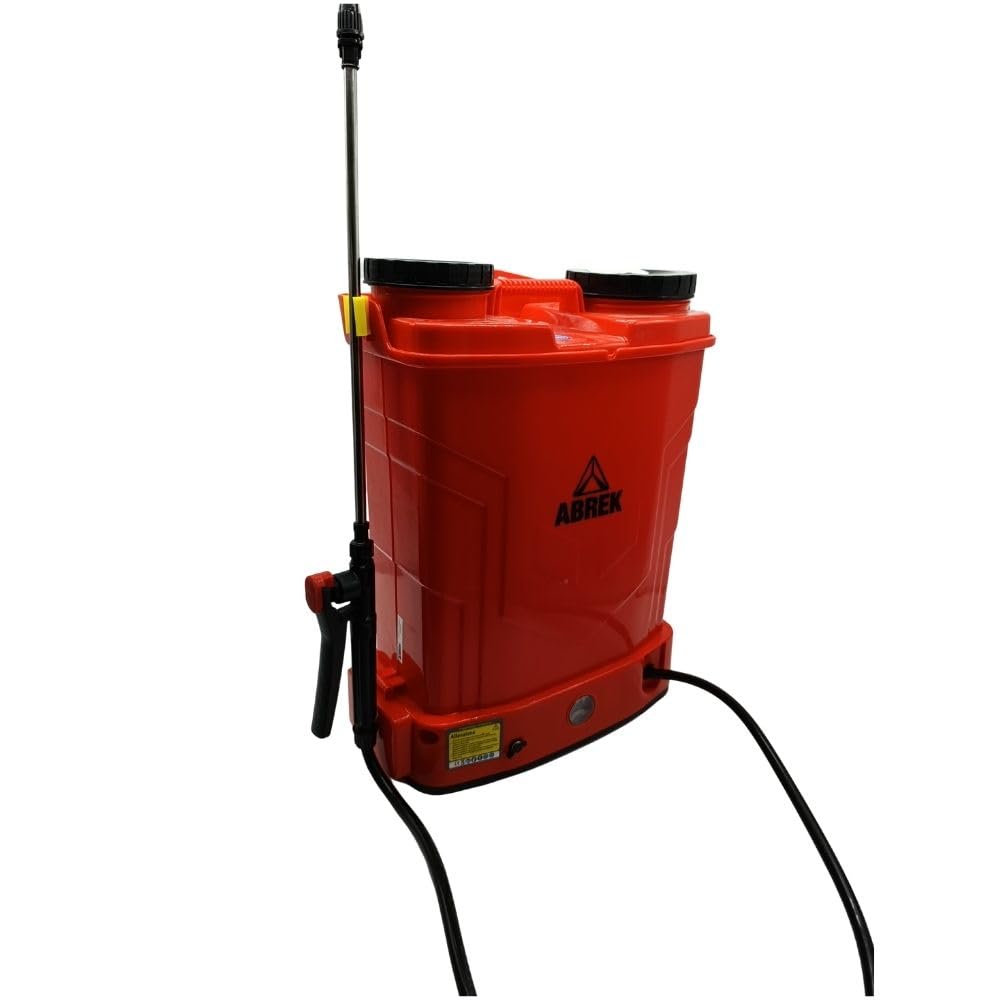 ABREK Pompa a Zaino Elettrica a Batteria Litio 16 Litri per Diserbo e Irrorazione Pompa Irroratrice con Fusibile, Lancia telescopica Plastica, Barra Diserbo e Ugelli Inclusi | Batteria al Litio, Kit Ugelli e Barra Diserbo Inclusi, Comfort a Zaino Ergonomi