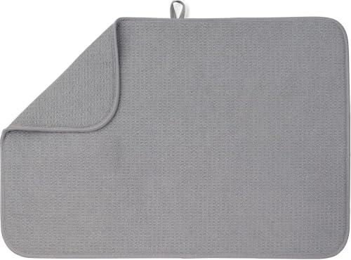 Bellemain XL Dish Drying Mat 18' X 24' Super Absorbent Microfiber Dish Drying Mat for Kitchen Counter, Dry Pad for Dishes, Utensils, Pots and Pans (DARK GRAY)