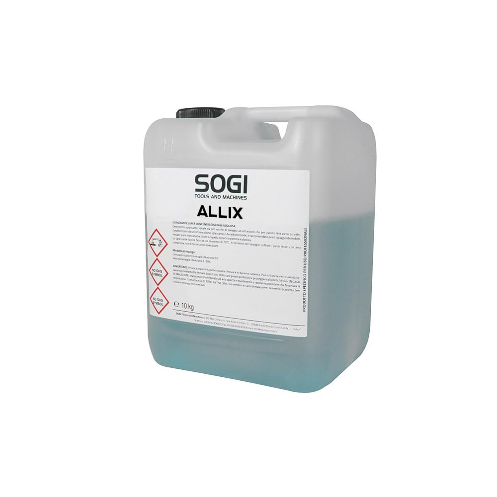 SOGI ALLIX Detergente per rimozione sporco, pulizia, sgrassaggio di acciaio inox e alluminio - da 1L a 25KG (Formato: 10 kg)