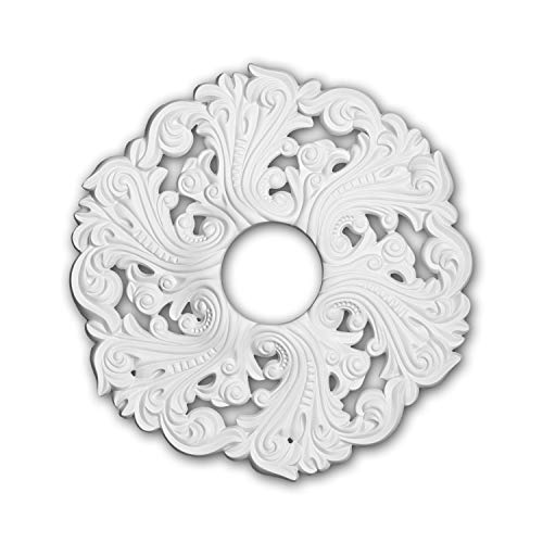 PRO[f]home® - Ceiling Rose 156003 Ceiling Decoration Medallion Rosette Decorative Element Rococo Baroque Style White Ø 52 cm Profhome