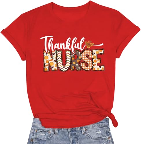 Image of Women Nurse Shirts Nursing Life Letter Short Sleeve Register Nurses Inspirational Tee