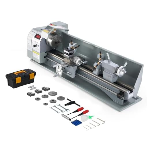 CREWORKS Torno de Metal 220X750MM 1100W con Pantalla Digital Torno para Metal de Sobremesa con Velocidad 2250RPM Torno de Metal para Torneado de Metales (220X750MM)