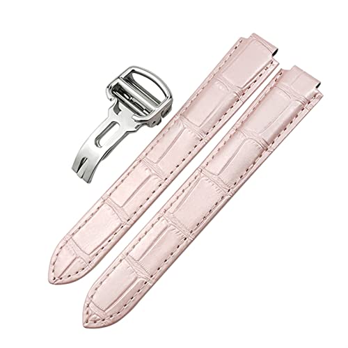 Bracelet de montre en cuir véritable pour remplacer un bracelet usé convexe rose 20mm