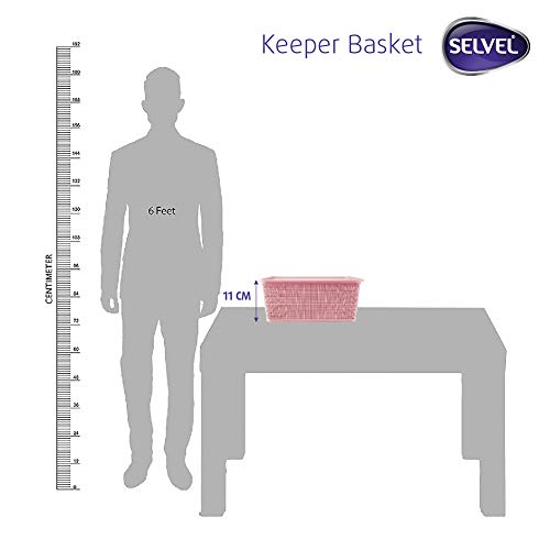 Image of SELVEL Giving shape to life! BPA-Free Polypropylene Break Resistant Multipurpose Storage Baskets with Lid (Pink, 22x 9.5x 9.5cm)