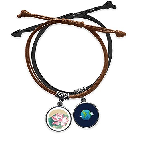 Pulsera de loto con pintura china el regalo cultural perfecto de cuero