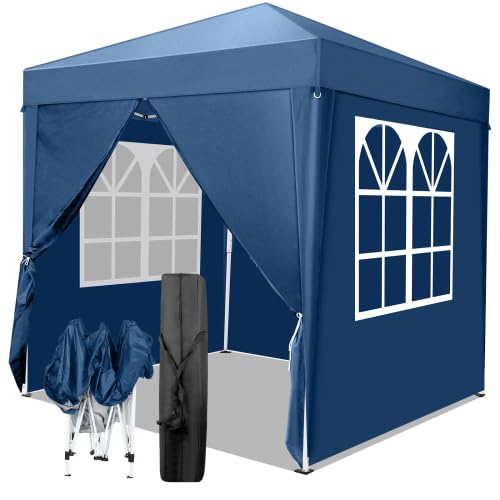 Bonnlo Carpa Plegable de 2x2m, con Altura Ajustable, UPF 50+, Las pergolas de jardín Impermeables y el Gazebo Son adecuados para usos Exteriores, como Camping, Festivales, Playa y Patios (Azul)