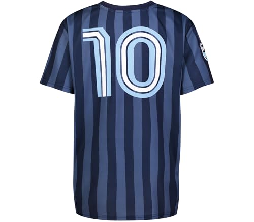 Image of Messi Boys' Lifestyle Short Sleeve Top, Loose-fit V-Neck Shirt with Logo, Comfortable