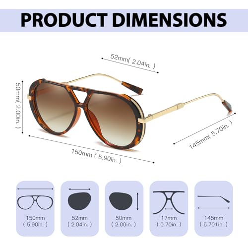 Chicid Aviator Sunglasses for Women, Tangle Free Classic UV400 Protection Trendy Shades Sun Glasses Frame3