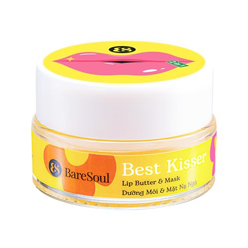 BareSoul Best Kisser Lip Butter & Mask 0.35 OZ | 10g - 2-in-1 Lip Butter Mask for Deep Hydration, Soft and Smooth Lips - Effective Lip Treatment for Dry Cracked Lips & Night Lip Balm
