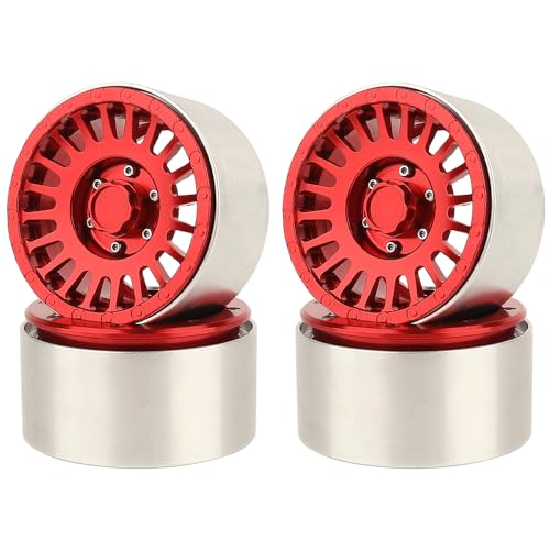 ZXYRC Metal Alloy Beadlock 2.2 inch Wheel Rims Hubs for Axial SCX10 RR10 Wraith 90048 90053 AX10 90056 90045 TRX4 TRX6 1/10 RC Crawler Car Upgrade Parts (red)