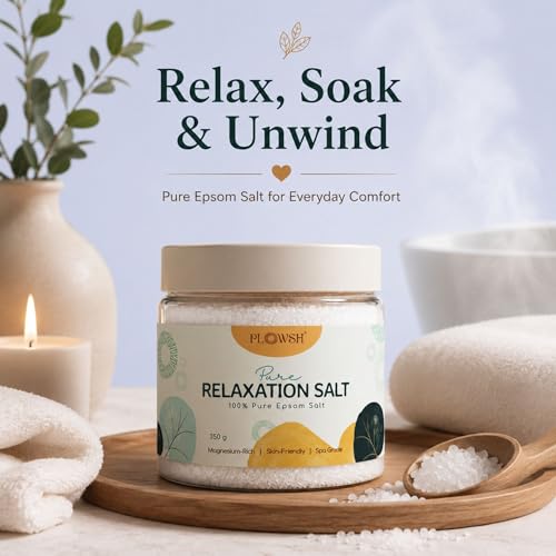 Image of 350gm Pure Epsom Bath Salt - Pack of 2 | 100% Premium Crystals For Relaxation, Muscle Comfort & Foot Care | Unscented Quick Dissolving Spa Soak Salt For Pedicure, Tired Legs & Body Wash