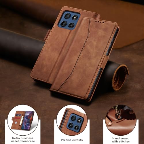 Image of Jasonyu Flip Wallet Case for Moto G Stylus 5G (2025),Brown