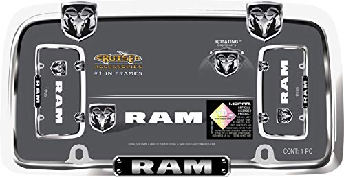 Dodge Ram Logo Car Truck Suv Chrome Chrome Metal License Plate Frame With Rotating Cap Covers #TOP1