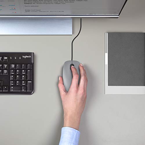 Logitech M110 Kabelgebundene USB-Maus, geräuschlose Tasten, Komfortables Design in voller Größe, beidhändig bedienbar PC/Mac/Laptop - Grau – Bild 3