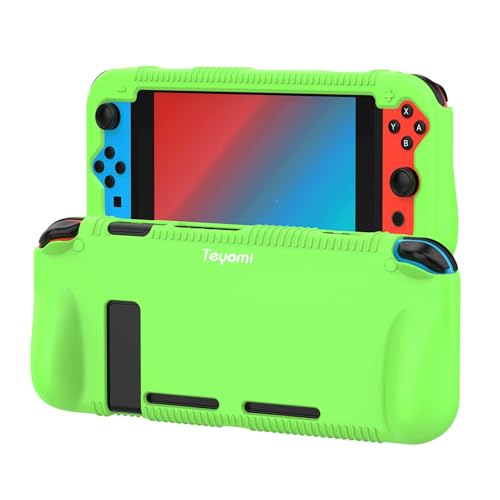 Teyomi Hülle Kompatibel mit Nintendo Switch, Schutzhülle aus Silikon mit Federung und Anti-kratzt Spiel Kassette Slot Design(Hellgrün)
