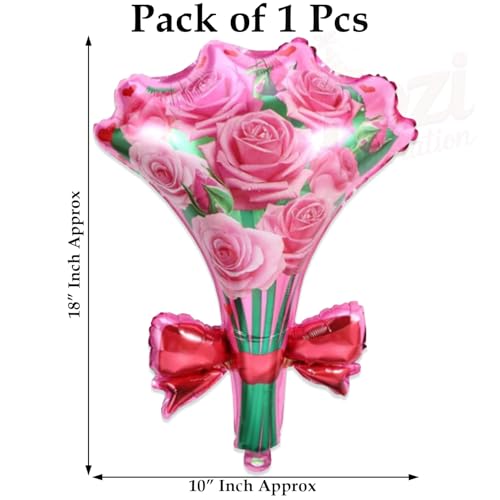 Image of Rozi Decoration Rose Bouquet Shape Foil Balloon for Birthday Decoration, Flower Theme Balloon for Anniversary, Romantic Celebration, Surprise Decor and Special Occasion Setup 1 Pcs