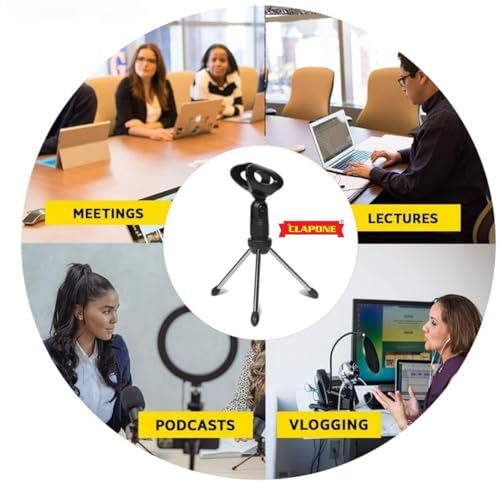 Image of Mini Mic Stand Boom Arm Microphone Adjustable Suspension Boom Scissor Arm for Podcasting Gaming Recording Tripod Microphone (Black, Mini Mic Stand)