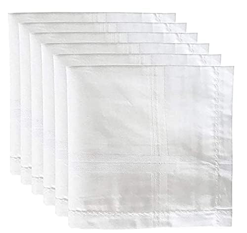 hosvin Men's/Gents White Handkerchief, Rumal, Hanky, Hankies, 100% Cotton Premium Collection Handkerchiefs, Soft Cotton Hand Kerchiefs, Handkerchiefs for Men (Pack of 6)-picture-38