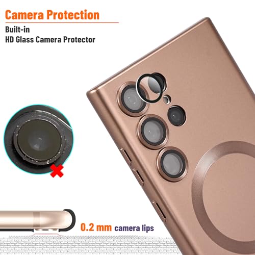 Image of Magnetic for Samsung Galaxy S23 Ultra Case,Soft Silicone Slim Fit Anti-Scratch Phone Case Cover with Camera Protection,Compatible with MagSafe,Brown