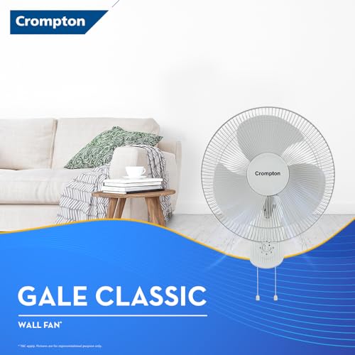 Image of Crompton HISPEED Gale Classic 400 mm Wall Mount Fan | Easy Neck Tilt Mechanism | Superior Air Delivery | Smooth Oscillation | 2 Year Warranty | White