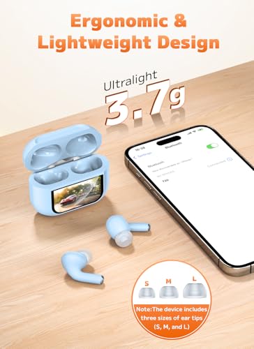 Image of Wireless Earbuds, Bluetooth 5.4 Ear Buds, ENC Noise Cancelling Headphones with 48H Playtime, Bass Stereo Sound, Compatible with iPhone Air /17 /16 /15 /14 /Android, Pad - Sky Blue