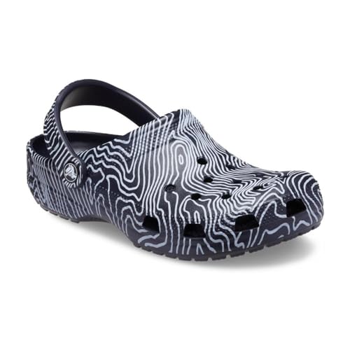 Image of Crocs Unisex-Adult Classic Graphic Clogs, Deep Navy /Multi, 11 Men /13 Women