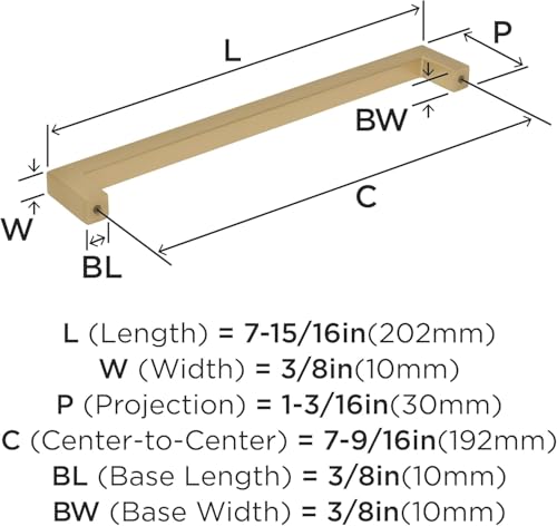 Image of Amerock BP36908CZ | Champagne Bronze Cabinet Pull | 7-9 /16 inch (192 mm) Center to Center Cabinet Handle | Monument | Furniture Hardware