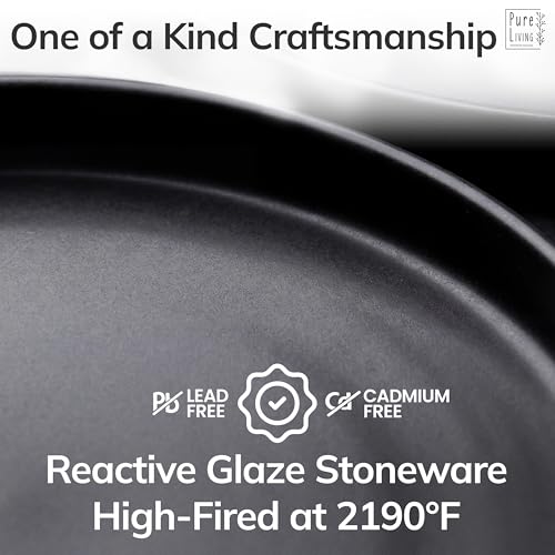 Image of 16 Piece Black Dinnerware Set for 4 | Matte Black Plates and Bowls Sets, Modern Stoneware Black Dishes Set | Scratch Resistant, Dishwasher & Microwave Safe | Matte Black Finish Ultra-Chic & Modern