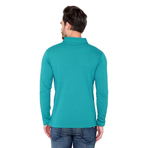 Image of Men's Cotton Blend Full Sleeve Zip Neck Polo T-Shirt (Pack of 1)