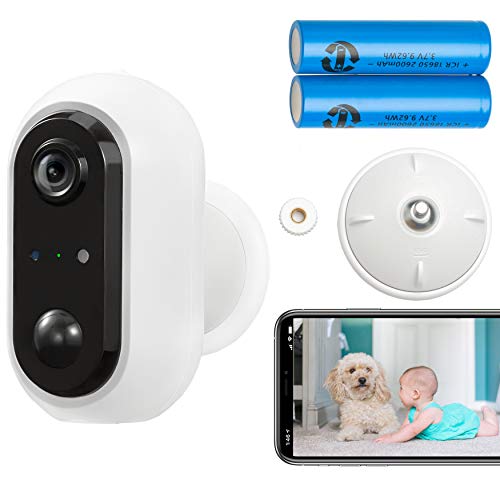 EUARNE Security Camera Wireless WiFi Camera 1080p, Outdoor/ Indoor, Rechargeable Battery Powered, with Night Vision, Motion Detection, Two-Way Audio, Cloud Storage