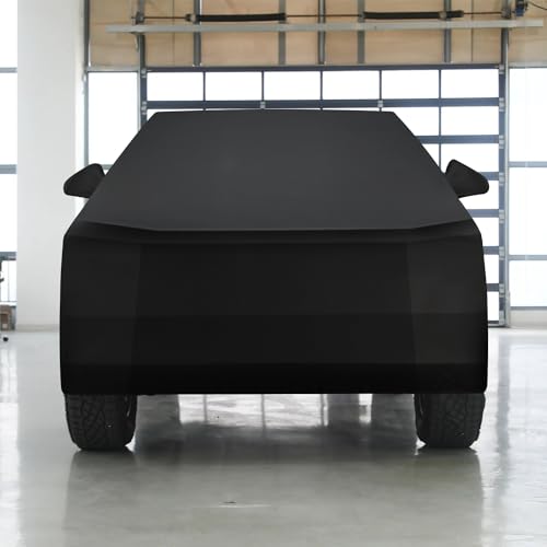 Image of Indoor Car Cover for Tesla Cybertruck, Windproof Dustproof UV Protection Automobiles Full Car Cover for Car Shows and Underground Garage, with Storage Bag, Black
