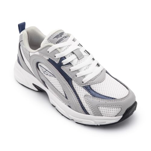 Image of Red Tape Women's Sneakers White Grey Mesh Pu Round Lace-Up Responsive Sole